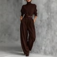 thumbnail image 4 of 2 Pc Shorts Sets Mujeres Outfit Manga Larga Cuello Redondo Superior Y Pantalones Largos, Conjuntos Cortos para las Mujeres Casual Verano Salón Vestir Traje de Deporte, 4 of 5