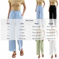 thumbnail image 3 of hoksml Summer Women Linen Casual Pants Elastic High Waist Straight Leg Trousers, Loose Beach Vacation Pants with Pockets, 3 of 6
