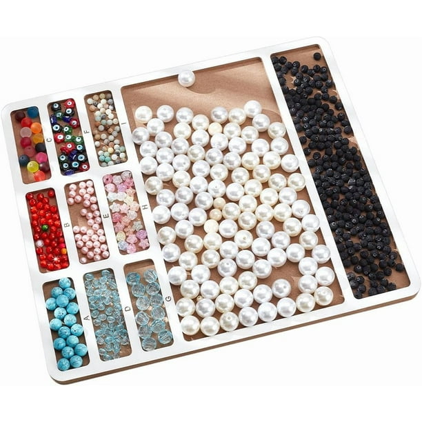 Tablero de cuentas para hacer joyas, 32 x 37 cm, de madera, para medir pulseras, diseño de cuentas, bandeja para cuentas.