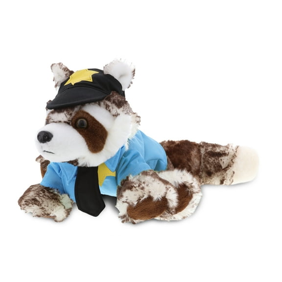 DolliBu Squat Red Panda Police Officer Plush Toy - Super Soft Red Panda Cop Stuffed Animal Dress Up with Cute Cop Uniform & Cap Outfit - 15" Inches
