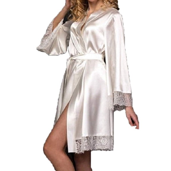 luethbiezx Women Satin Robe Kimono Night Gown Wedding Bridesmaid Robes Sleepwear Bathrobe