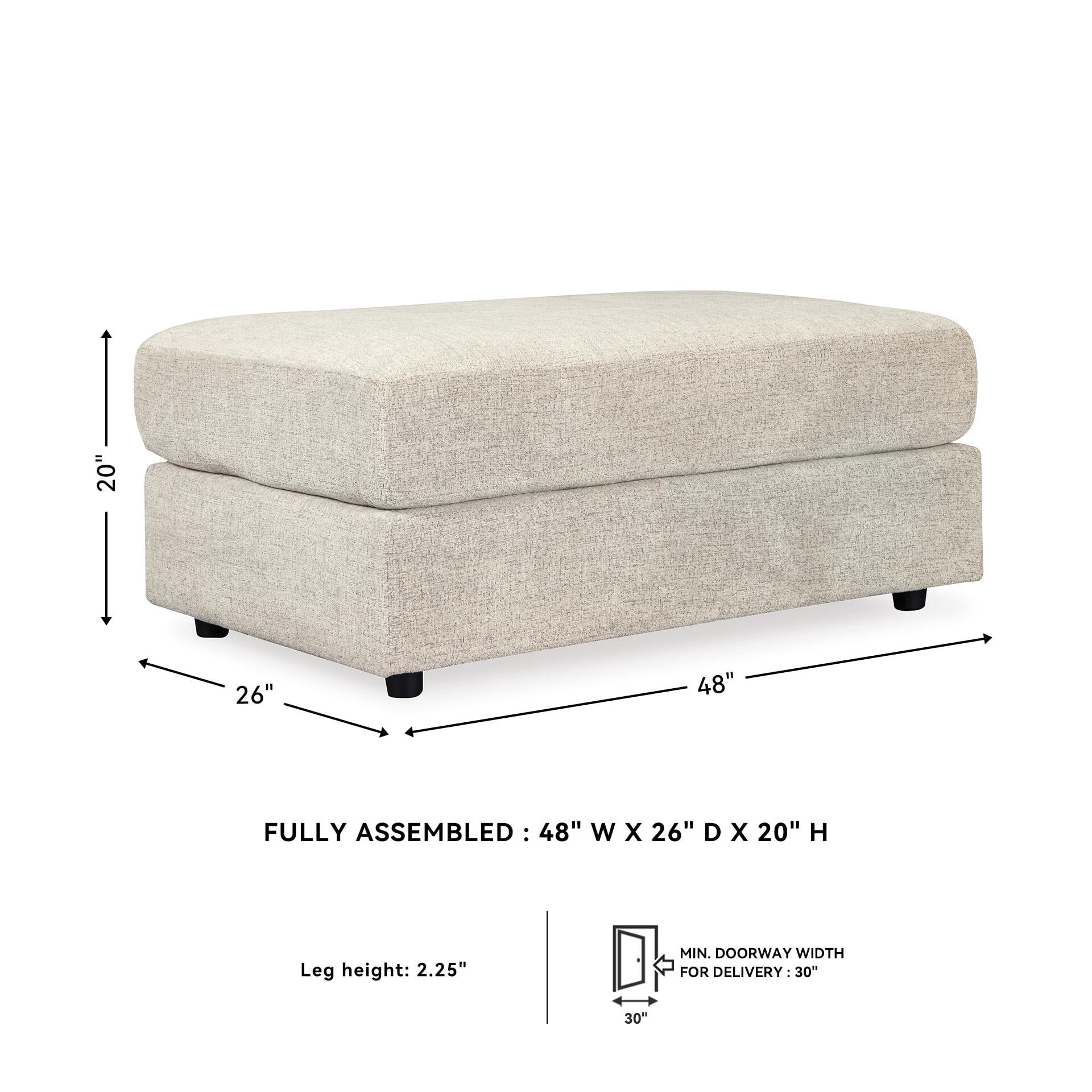 Signature Design by Ashley Contemporary Soletren Oversized Ottoman Chenille Stone
