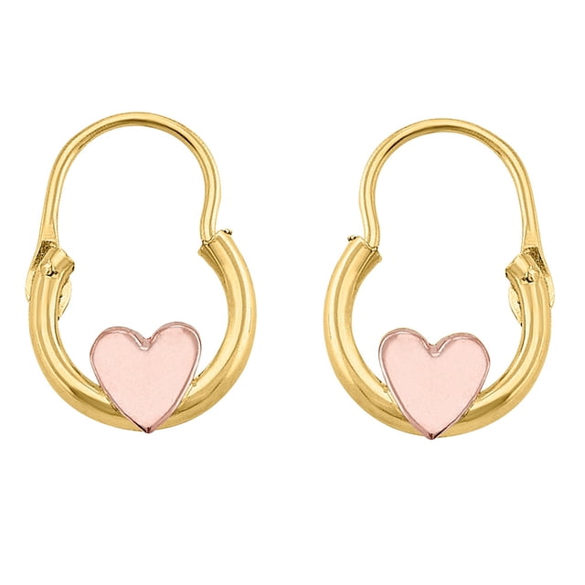 Arracadas Clasicas Con Corazones 1 Cm Oro 10 K Joyería M De León Arracadas Clasicas
