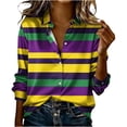 thumbnail image 3 of TaTaai Ladies Carnival Theme Long Sleeve Blouse Round Neck Casual Polyester Top Lightweight Printed Asian Fit Size Up Gift, 3 of 5