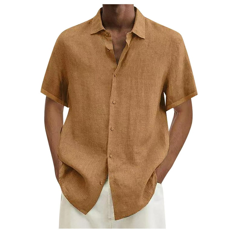 Mens fashion colorful pockets design loose short sleeve casual shirts sale