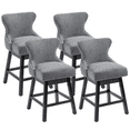thumbnail image 5 of Homhum 360° Swivel Bar Stools Set of 4, Wood Legs and Fabric Island Chairs, Gray, 5 of 8