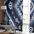 thumbnail image 4 of Boho Navy Blue Grey Sheer Curtains 72 Inches Long 2 Panels Set, Window Sheer Curtains for Living Room/Bedroom, Ethnic Geometric Southwestern Vintage Light Filtering Rod Pocket Curtain 52'' x 72'' x 2, 4 of 7