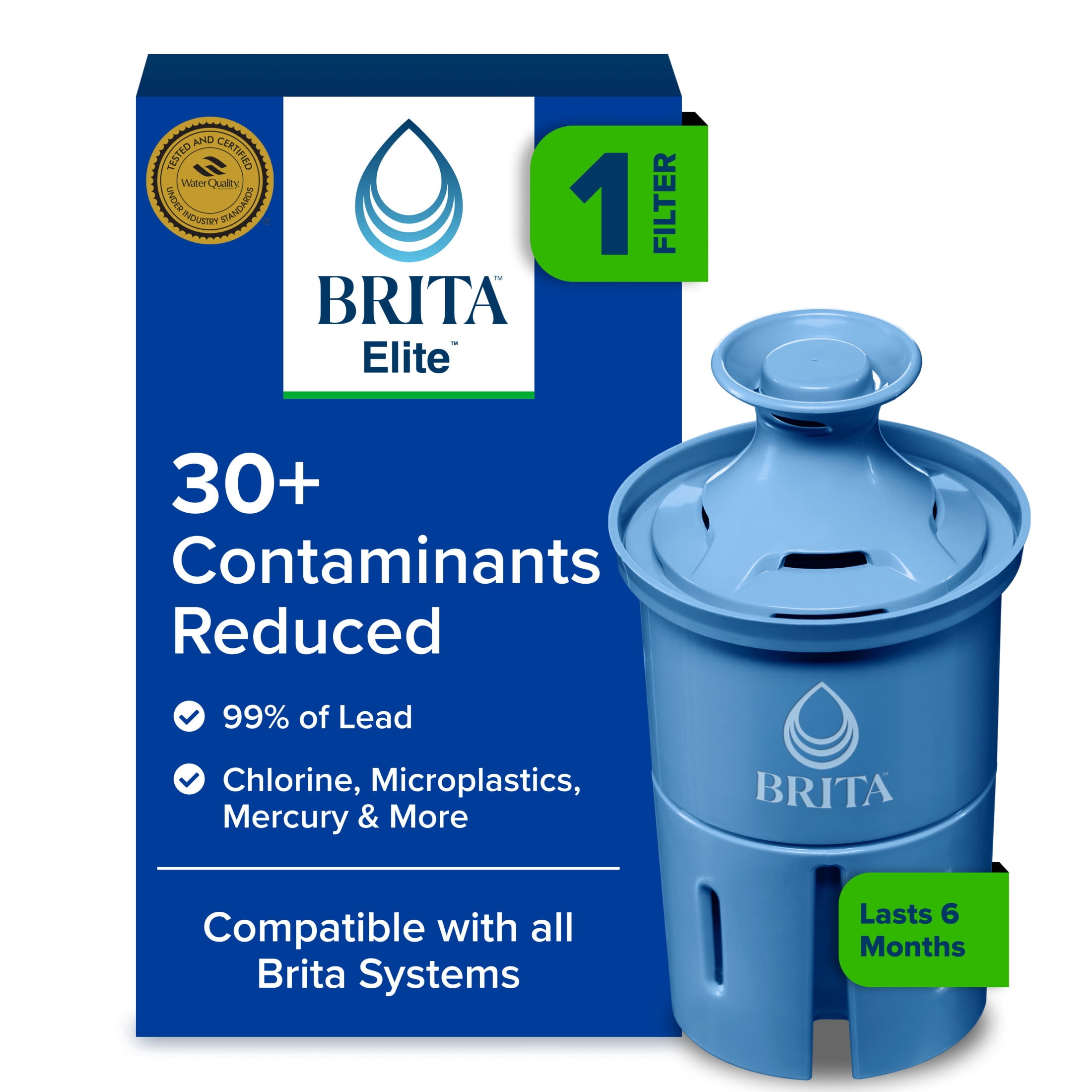 (3 pack) Brita Elite Replacement Water Filter, Compatible with All Brita Pitchers & Dispensers (1 Pack), Reduces Lead