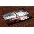 thumbnail image 1 of Ambesonne Paris Place Mats Set of 4, Vintage Car and Eiffel, Standard Size, Grey Red, 1 of 4