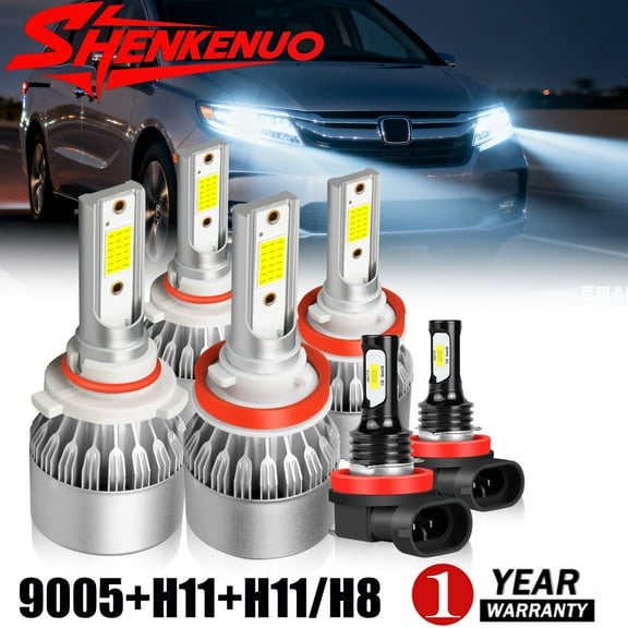 For Honda Odyssey 2011-2017 LED Headlight Bulbs 9005 H11 High/Low Beam H11 H8 Fog Light 6000k 6pcs
