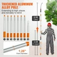 thumbnail image 3 of Manual Pole Saw Extendable Tree Pruner 4.6 to 9.8 ft Lightweight Aluminum Alloy Handle Sharp Steel Blade for High Branches Trimming Pruning Palms and Shrubs, 3 of 6