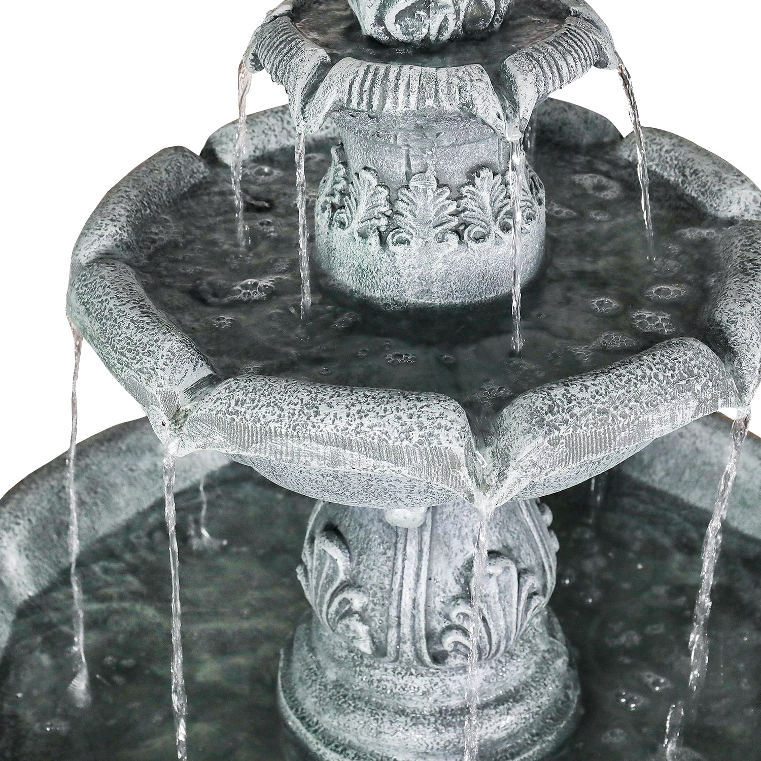 48in High Outdoor Three-Tier Water Fountain with Water Pump for Gardens, Landscaping, Patios, Balconies and Lawns Decoration