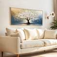 thumbnail image 5 of TOARTi Tree of Life Canvas Wall Art White and Gold Leaf Framed Painting Modern Abstract Big Tree Prints for Living Room Bedroom Office 20x40 Inch, 5 of 9