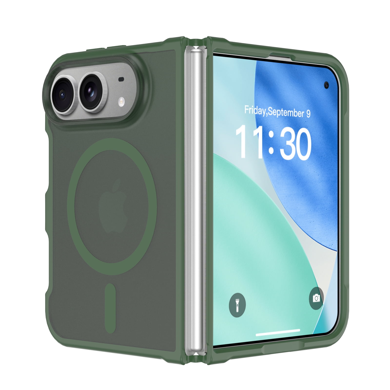 Mynvo Magnetic Case for iPhone Duo, Support Wireless Charging Slim Fit Hard PC Rugged Non-Slip Anti-Fingerprint Shockproof Protective Bumper, Darkgreen