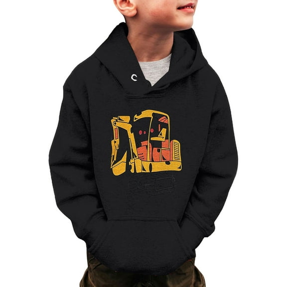 Wuxian Toddler Baby Boy Girl Sweatshirts Dinosaur Hoodies For Boys Truck Pullover Toddler Tractor Hooded Sweatshirt Active Shirts Sport Top,Black,3-4 Years