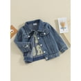 thumbnail image 2 of vera natura Baby Boy Denim Jackets Long Sleeve Back Letter Embroidery Jean Coats Toddler Outerwear, 2 of 10