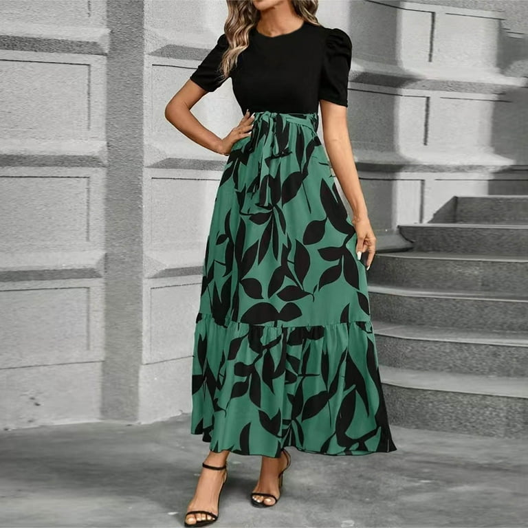 LTTVQM Teacher Dresses for Women 2025 Spring Floral Print Maxi