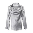 thumbnail image 6 of Valueadd Women's Long Sleeve Shirts Elegant Cowl Neck Satin Blouse Work Shirt Womens Top, 6 of 6
