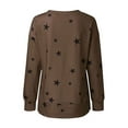 thumbnail image 3 of Daeful T-shirt à Col Rond T-shirt à Imprimé d'Étoiles T-shirt Chandail pour Femmes Ample à Manches Longues Hauts Kaki 4TG, 3 of 6