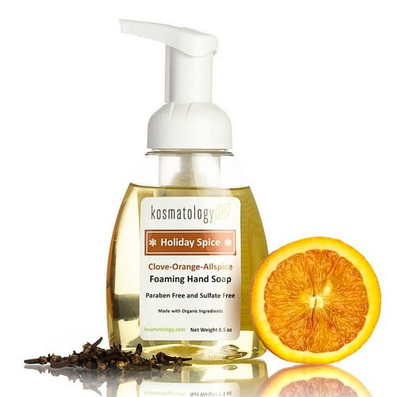Kosmatology Holiday Spice Foaming Hand Soap | Limited Edition Cinnamon & Clove | Organic, Plant-Based, Vegan & Cruelty-Free Hand Wash | Gentle & Non-Toxic 8.5 oz