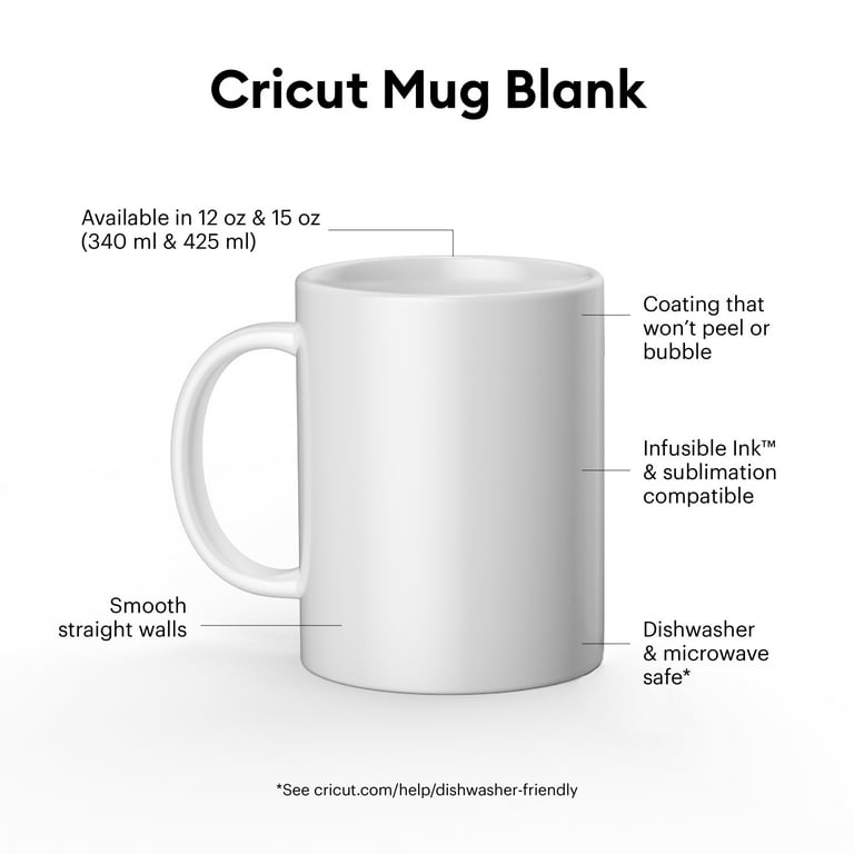 Cricut Mug Press 15Oz White Ceramic Blank Mugs 2Pk
