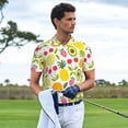 thumbnail image 3 of Yiaed Avocado And PineapplePrint Men's Short Sleeve Polo Shirt,Golf Polo for Men Three-Button Golf Shirt Athletic Casual Collared T-Shirt- Large, 3 of 7