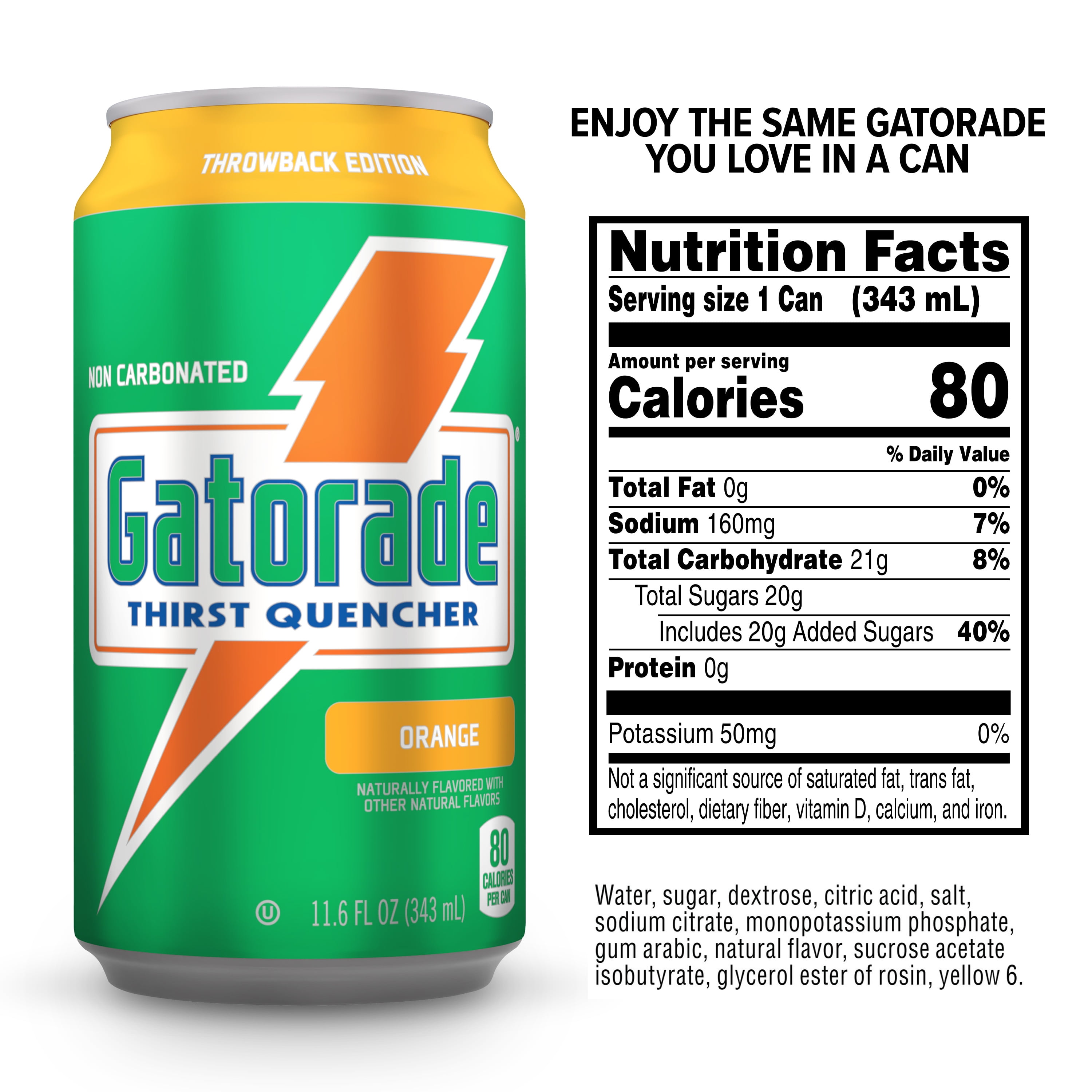 Gatorade Thirst Quencher Sports Drink Cans, Orange, Electrolytes, 11.6 fl oz Cans (18 Pack)​