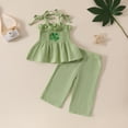 thumbnail image 2 of BLVB Baby Girl St. Patricks Day Outfits Toddler Newborn Sleeveless Smocked Ruffle Camisole Tops Long Pants Sets Summer Clothes, 2 of 7
