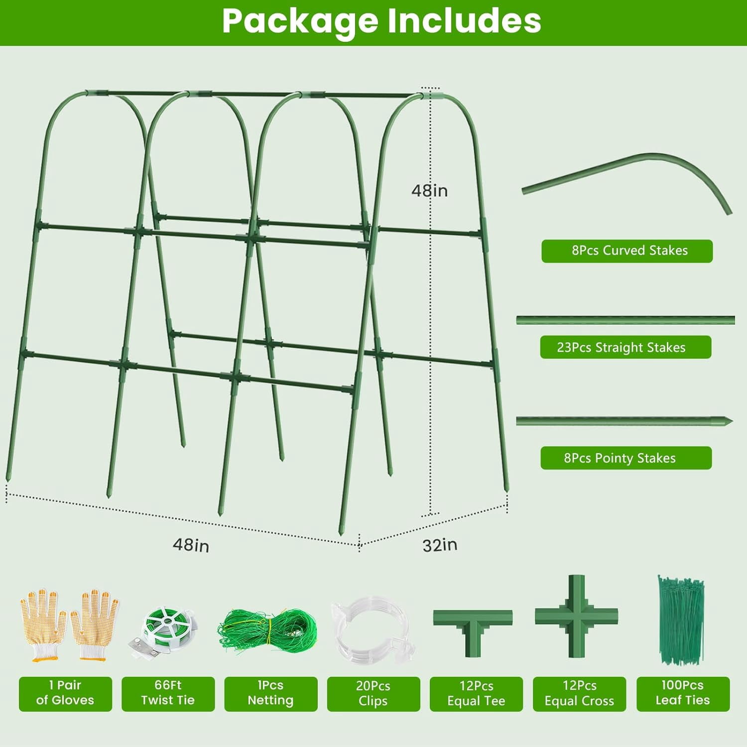 Cucumber Trellis for Raised Bed, U-Shape Garden Trellis for Climbing Plants Outdoor, Metal Arch Vegetables Trellis, Plant Support for Grape Vine Beans Squash Peas Flower