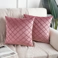 thumbnail image 5 of Phantoscope 18"x18" 2-Pack Velvet Pleated Checker Decorative Pillows, Pink, 5 of 6
