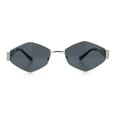 thumbnail image 3 of Retro Diamond Shape Hustler Metal Rim Gangster Sunglasses Silver - Black, 3 of 8
