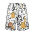 thumbnail image 2 of Men's Pajama Shorts Bottoms with Pockets Soft Lightweight Lounge Sleep Wear Cartoon Line Cats, 2 of 6