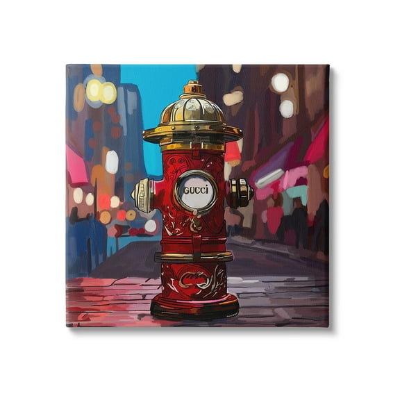 Stupell Industries Vivid Glam Hydrant Abstract Painting Gallery Wrapped Canvas Art Print Wall Art, 17 x 17