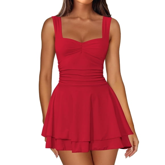 Vestido IWD Cute Summer para mujer sin mangas rojo S