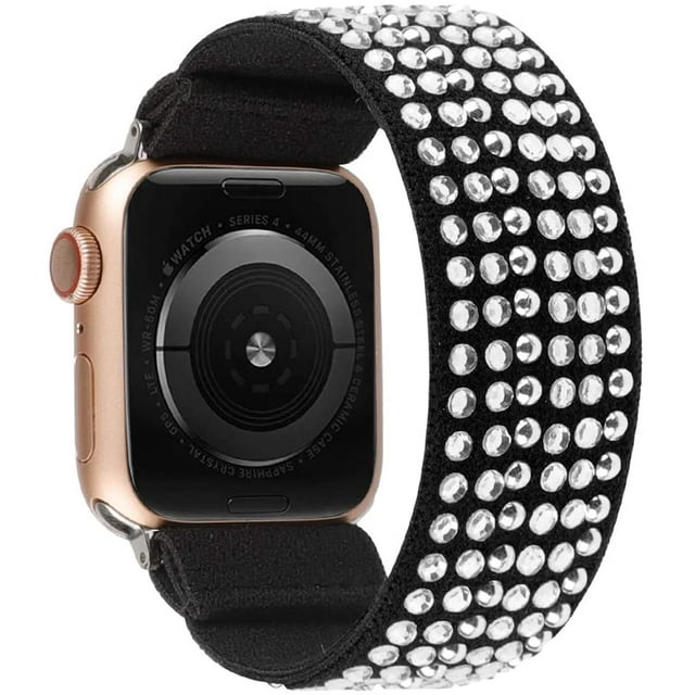 Compatible with Watch Band 42mm 44mm Scrunchie Elastic Strap Women Fabric Shiny Rhinestones Christmas Gift Replacement Stretch Bracelet iWatch Series 6 5 4 3 2 1 (Diamonds, Small)