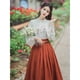 thumbnail image 1 of Vestido estilo preppy retro Han Element de Mori para mujer, vestido de corte A con elemento Han, falda de manga larga bordada, traje limitado 40 +, 1 of 4
