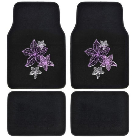 Pretty Rugs Carpet Car Floor Mats White Violet Purple Flowers
