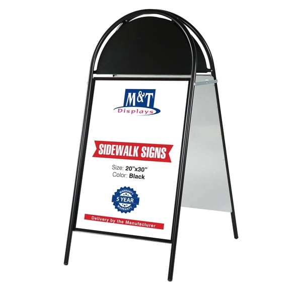 M&T Displays Sandwich Board Black A-Frame Double Sided 20x30 Poster Menu Sidewalk Sign Display Board