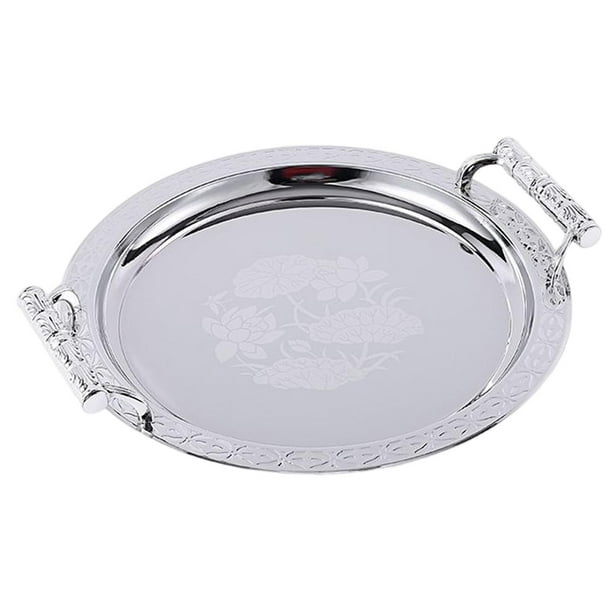 Bandeja de café decorativa nórdica con asas, bandeja redonda para servir postres y frutas. Argenta M