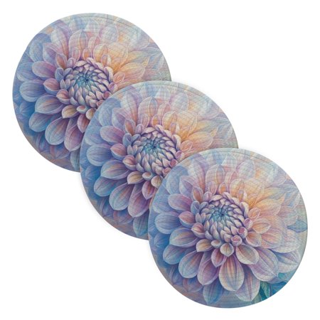 

WOBOGO Pastel Colored Dahlia Coil Placemats 3pcs Resistant Hot Pads Mat for Table Counter Cooking Potholder 15in