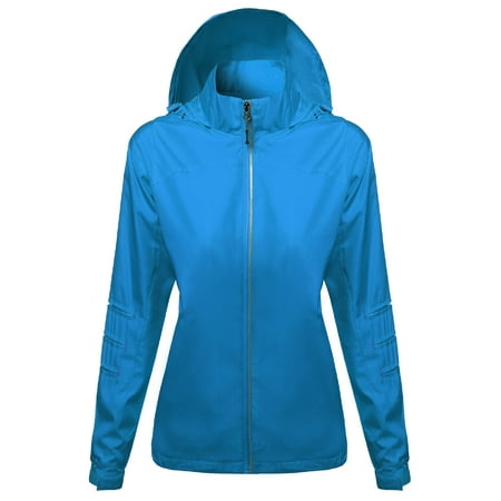 Aqua Sweatshirt - FashionOutfit Women's Active Zip Up Detachable Hooded Windbreaker
