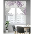 thumbnail image 5 of Purple White Kitchen Curtains Swag Valance for Windows/Bathroom/Cafe, Abstract Grey Chrysanthemum Flower Floral Rod Pocket Drape Panel Swag Curtains Valance for Bedroom/Living Room 56"x36", 5 of 6