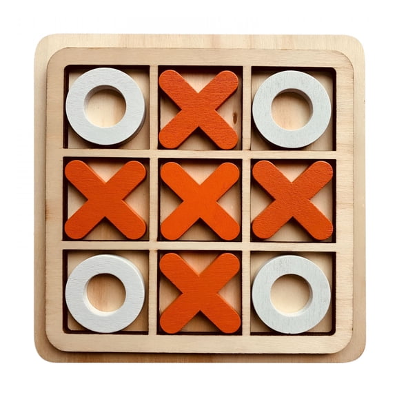 BESTSKY Tic Tac Toe Game Wooden Board Strategy Puzzle Portable Travel Size Educational Matching for 3-4 Years 4-5 Years