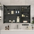 thumbnail image 2 of Jarbalai Bathroom Medicine Cabinet with Mirror and Lights, 39" x 23" Wall Mounted LED Storage Cabinet, Anti-Fog Dimmable Touch Sensor, Memory Function, Black, 2 of 10