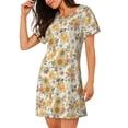 thumbnail image 2 of Balery Hippie Bee Honeycomb Camisón de manga corta con cuello redondo para mujer, cómodo y elegante., 2 of 6