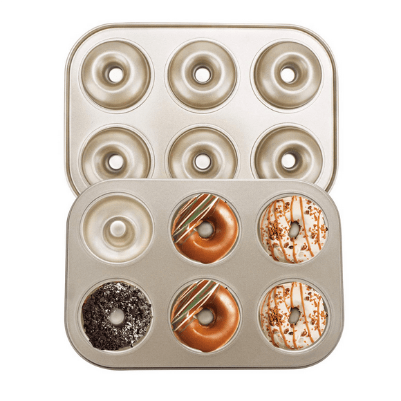 Madeleine Pan,4 Pieces Donut Baking Tray, Carbon Steel Donut Mold, Donut Baking Dish Bag Mould 6 Doughnuts