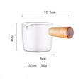 thumbnail image 2 of Glass Milk Cup Jug with Wood Handle, 50ml/100ml Milk and Cream Pitcher, Shot Glasses Espresso Parts Heat Resistant Glass Creamer for Coffee Tea or Maple Syrup Serving (L-100ml), 2 of 10