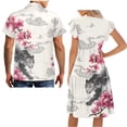 thumbnail image 5 of Garronmavis Plum Blossom Tiger Matching Couple Outfits Husban and Wife Clothing Light Mens Short Sleeve Shirt Size S Summer Workwear and Womens V-neck Hawaiian Dress, 5 of 7