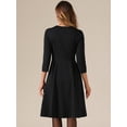 thumbnail image 4 of DARING DIVA Women's 3/4 Sleeve High Waist A Line Pleated Midi Dress XL Black, 4 of 5