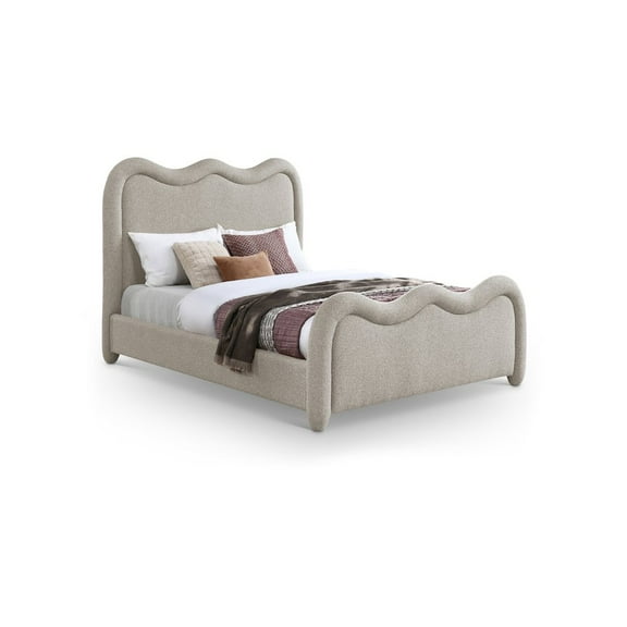 Meridian Furniture Gavin Beige Chenille Fabric King Bed